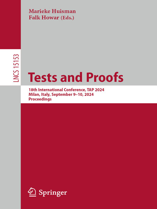 Title details for Tests and Proofs by Marieke Huisman - Available